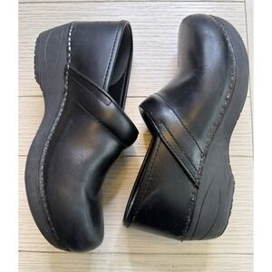 Dansko Professional Clogs Shoes 38 EU Black Leather 1.5" Wedge Platform Comfort